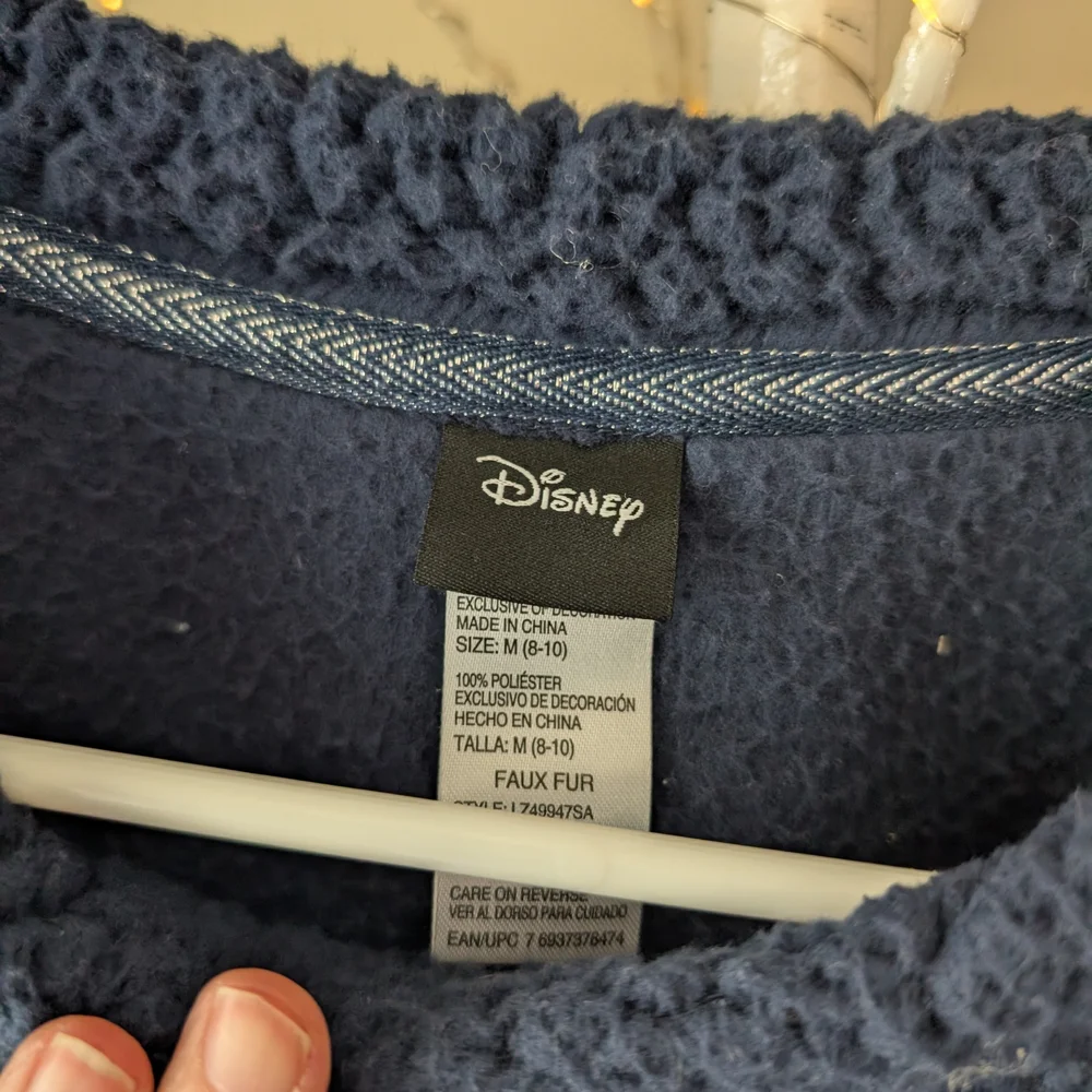 Disney Navy Faux Fur Sherpa Sleep Shirt with Cream Trim - Picture 3 of 5